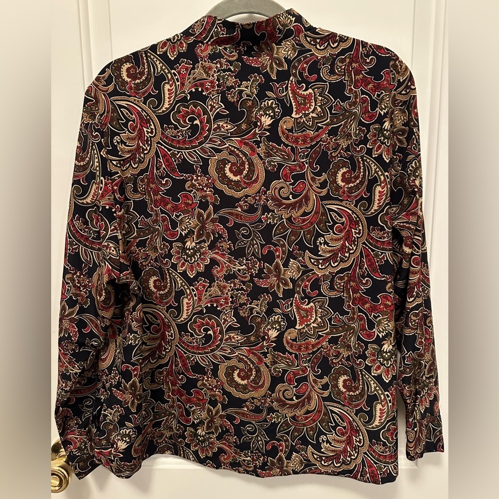 BonWorth Navy and Beige Paisley Blouse - Picture 3 of 3